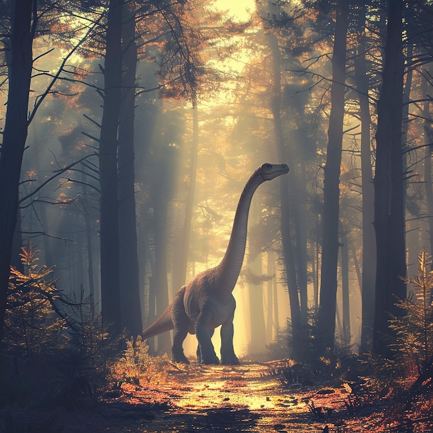 Bezpłatne zdjęcie sauropod dinozaur w dzikiej przyrodzie