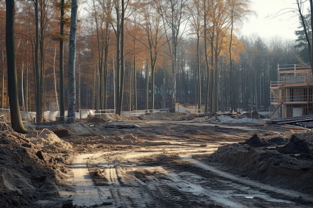 Bezpłatne zdjęcie scena budowy z sprzętem