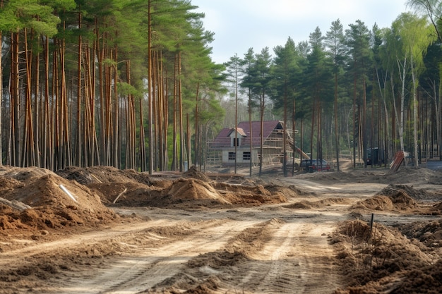 Bezpłatne zdjęcie scena budowy z sprzętem