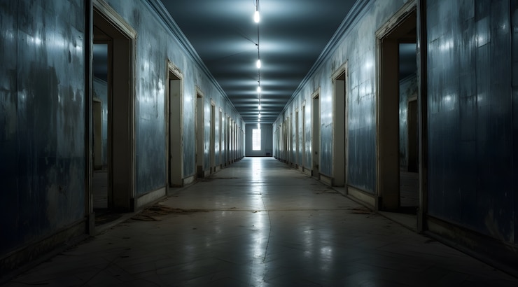 Bezpłatny plik Zdjęcie scena grozy z przerażającą salą