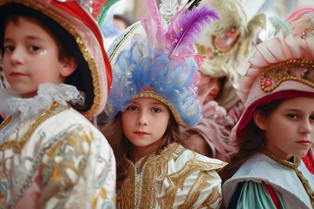 Bezpłatne zdjęcie scena karnawału z ludźmi świętującymi i cieszącymi się rozrywką