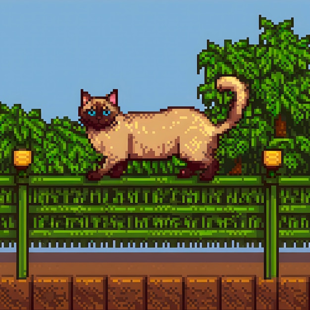Bezpłatne zdjęcie scena w stylu pixel art z uroczym kotem