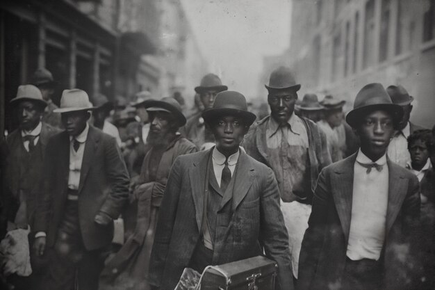 Scena z Afroamerykanami przemieszczającymi się na wsi w dawnych czasach