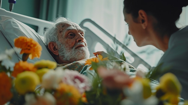 Bezpłatne zdjęcie scena z pracy opiekuńczej z starszym pacjentem, o którego się opiekuje