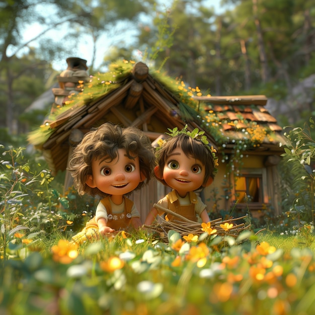 Bezpłatne zdjęcie scene with kids playing outdoors in nature