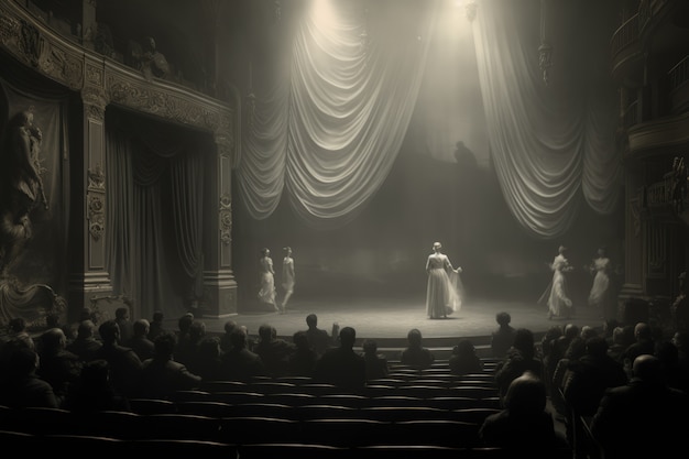 Bezpłatne zdjęcie sceny retro światowego dnia teatru z operą