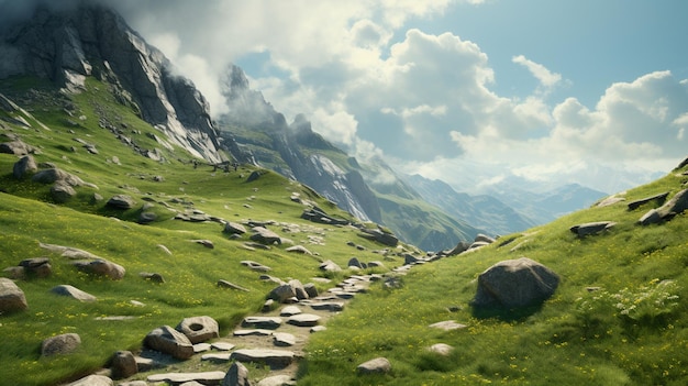 Bezpłatne zdjęcie Ścieżka, która prowadzi na szczyt góry