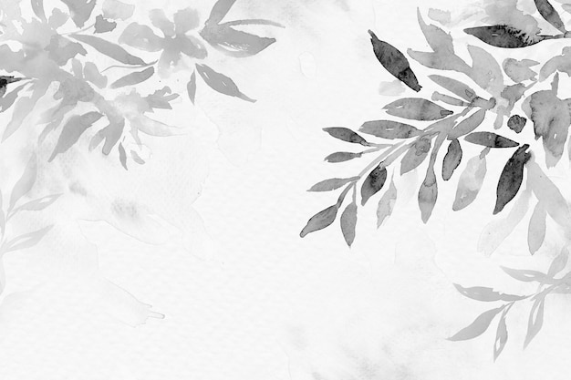 Bezpłatne zdjęcie skala szarości akwarela liść tło piękna ilustracja kwiatowy