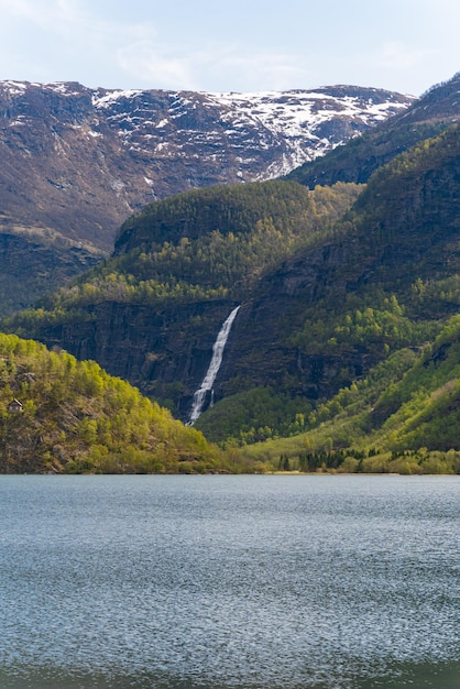 Skjolden Norwegia 16 Maja 2023 Góra I Wodospad