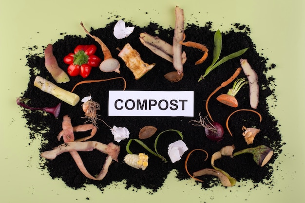 Bezpłatne zdjęcie skład kompostu ze zgniłych warzyw