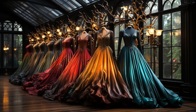 Sklep mody prezentuje elegancką kolekcję odzieży dla kobiet wygenerowaną przez sztuczną inteligencję