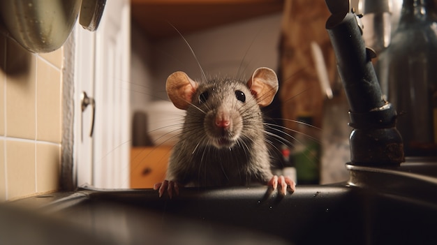 Bezpłatne zdjęcie Śliczny szczur w kuchni