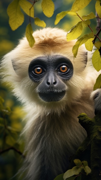 Bezpłatne zdjęcie słodki gibbon w przyrodzie