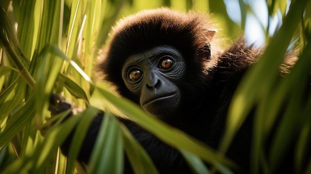 Bezpłatne zdjęcie słodki gibbon w przyrodzie