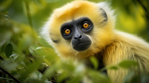 Bezpłatne zdjęcie słodki gibbon w przyrodzie