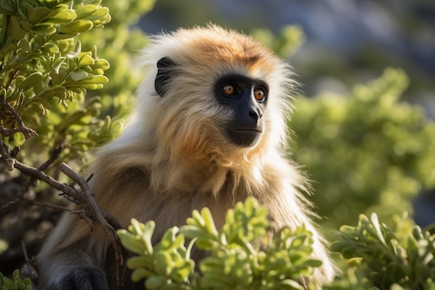 Bezpłatne zdjęcie słodki gibbon w przyrodzie