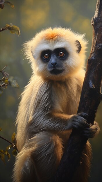 Bezpłatne zdjęcie słodki gibbon w przyrodzie