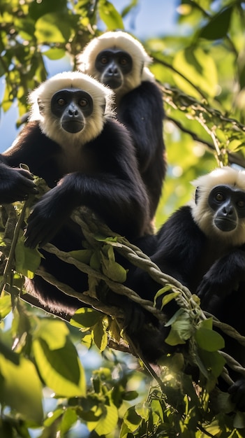 Bezpłatne zdjęcie słodki gibbon w przyrodzie