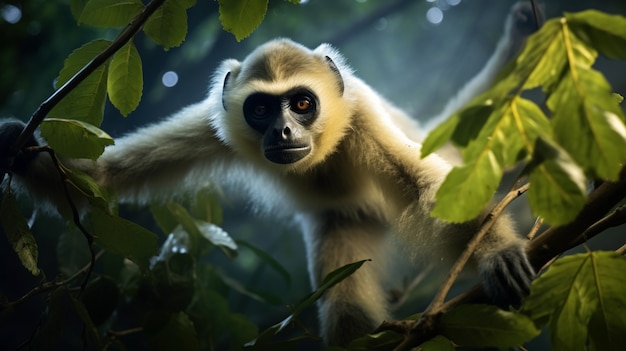 Bezpłatne zdjęcie słodki gibbon w przyrodzie