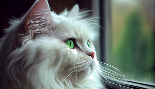 Słodki kot domowy patrzący na kamerę generatywną sztuczną inteligencję kocich wąsów
