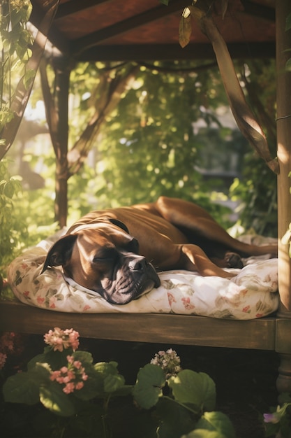 Bezpłatne zdjęcie słodki pies śpiący ai generowany