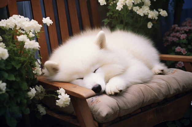 Słodki pies śpiący ai generowany
