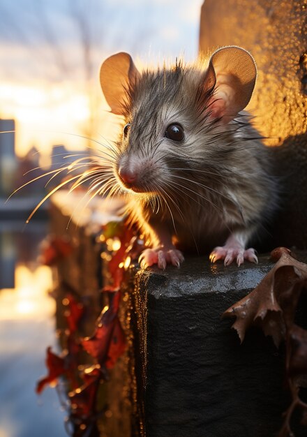 Słodki szczur żyjący na zewnątrz