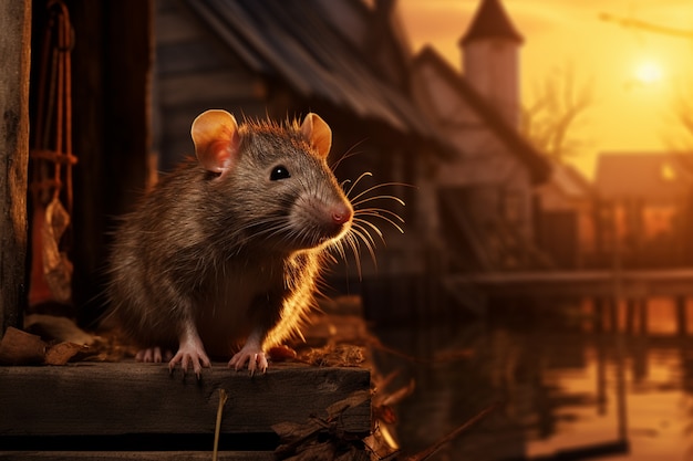 Bezpłatne zdjęcie słodki szczur żyjący na zewnątrz