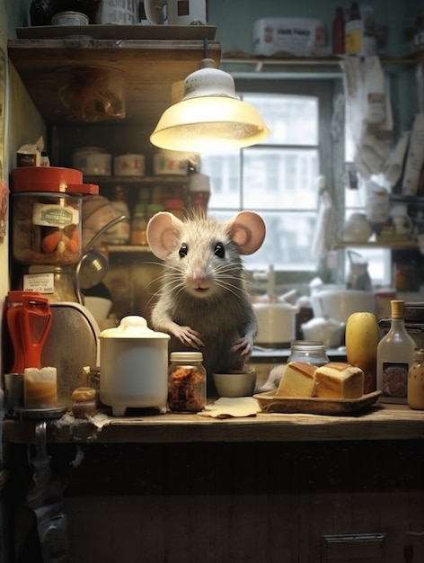 Słodki szczur żyjący w pomieszczeniu