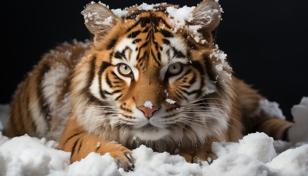 Słodki tygrys w paski patrzy w oczy niebezpieczeństwu generowanemu przez sztuczną inteligencję