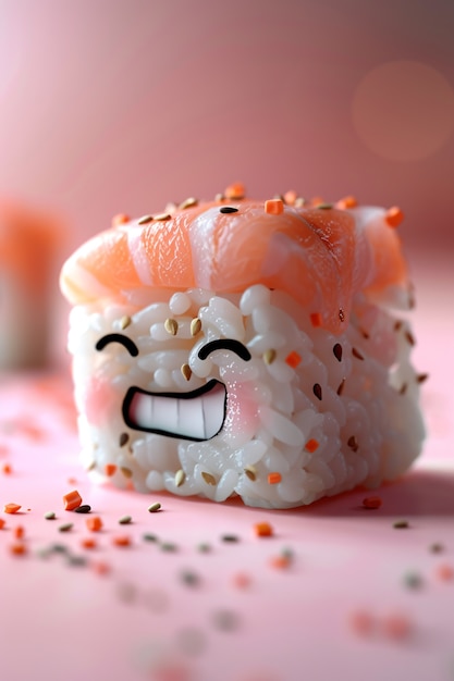 Słodkie 3D sushi z twarzą