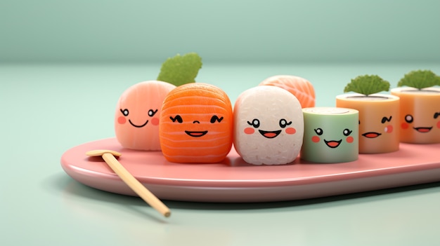 Słodkie 3d Sushi Z Twarzą