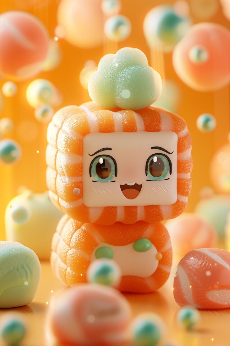 Bezpłatny plik Zdjęcie słodkie 3d sushi z twarzą