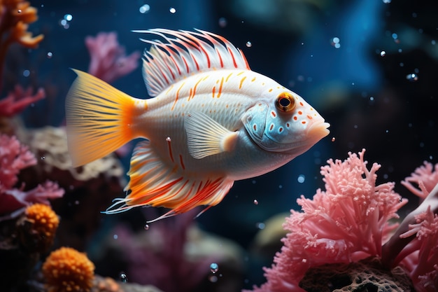 Bezpłatne zdjęcie słodkie ryby w pobliżu rafy koralowej