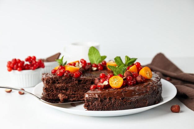 Smaczny deser Ciasto czekoladowe koncepcja pysznego deseru