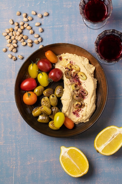 Smaczny Hummus Na Talerzu Martwa Natura