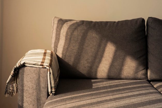 Bezpłatne zdjęcie sofa z cieniami w salonie