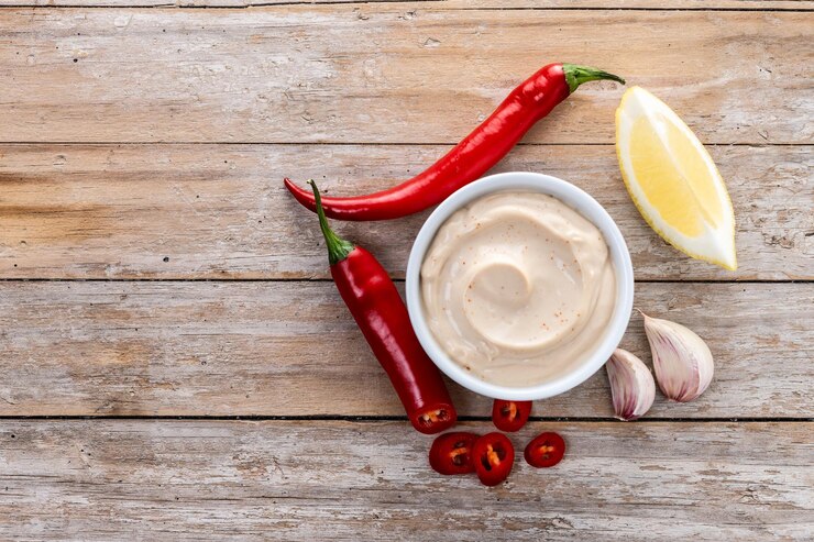 Bezpłatny plik Zdjęcie sos chipotle i przyprawy na drewnianym stole