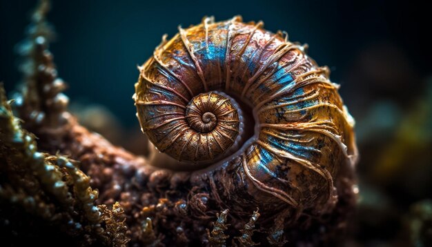 Bezpłatne zdjęcie spiralna muszla to piękna pamiątka ze ślimaków wygenerowana przez sztuczną inteligencję