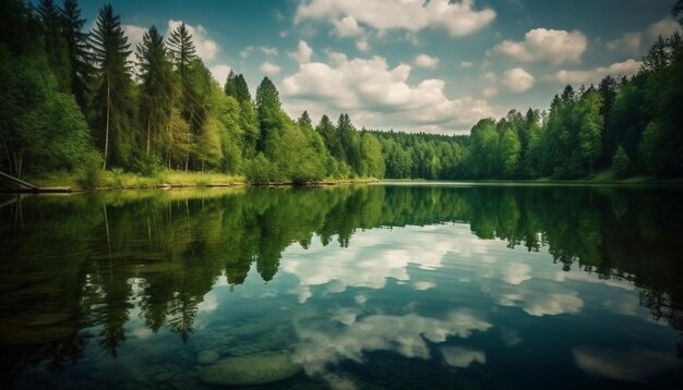 Spokojna scena naturalnego piękna na obszarze dzikiej przyrody generowana przez sztuczną inteligencję