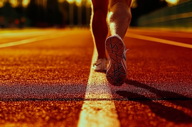 Bezpłatne zdjęcie sportowiec przygotowany do biegania na bieżni lekkoatletycznej