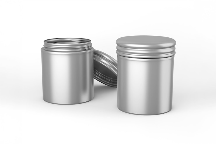 Bezpłatny plik Zdjęcie srebrne słoiki aluminiowe z pokrywkami