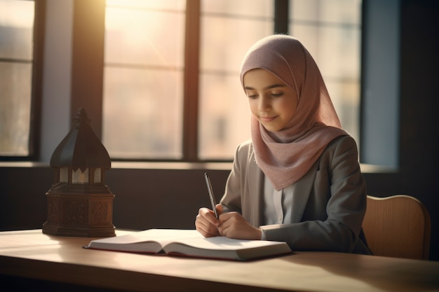 Bezpłatne zdjęcie Średni strzał islamski styl życia dziewczyny