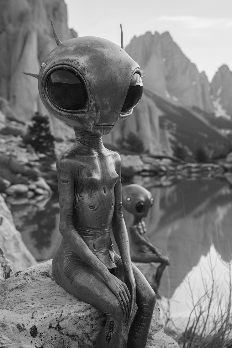 Bezpłatny plik Zdjęcie średni strzał obcy monochromatyczny