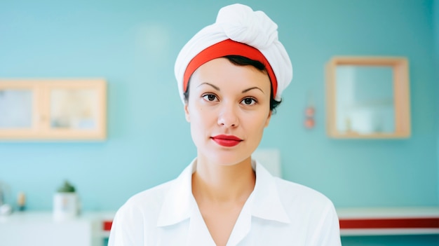 Średnia kobieta pracująca jako pielęgniarka