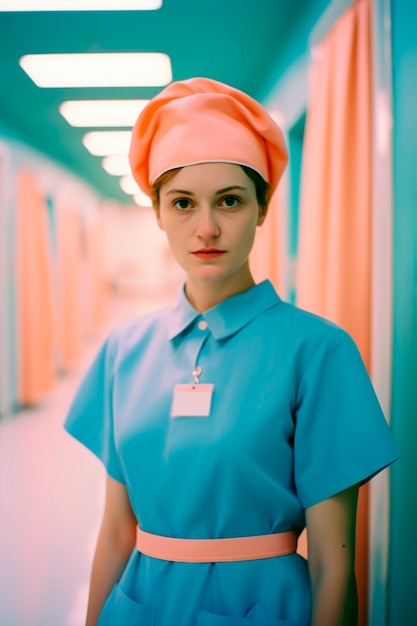 Średnia kobieta pracująca jako pielęgniarka