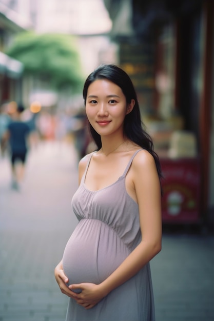 Średnio strzał kobiety w ciąży pozowanie