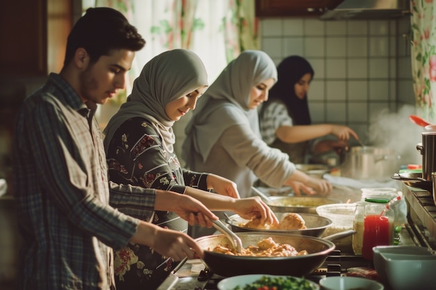 Bezpłatne zdjęcie Średnio strzelający ludzie świętujący eid al-fitr