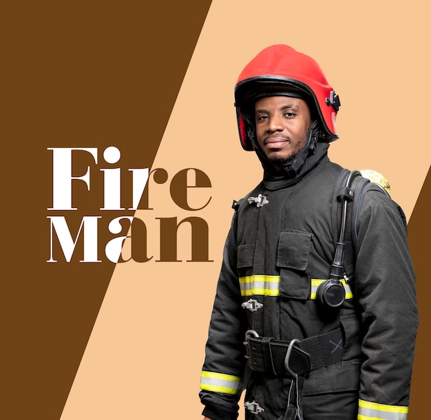 Bezpłatne zdjęcie Średnio zastrzelony mężczyzna pracujący jako strażak