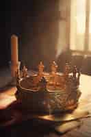 Bezpłatne zdjęcie Średniowieczna korona królewskiej martwej natury